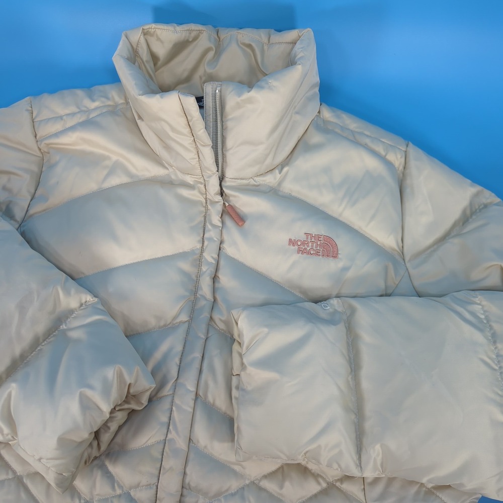 The North Face 550 Down Puffer Jacket Womens XL Cream Quilted NF0A2TDR